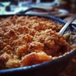 Quick desserts to bake - apple crisp close-up in skillet