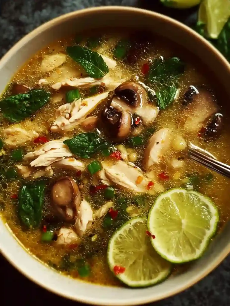 Ginger Lime Chicken and Mushroom Soup