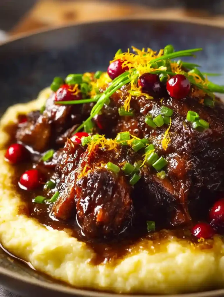 Orange-Cranberry Braised Beef Short Ribs with Ginger and Garlic