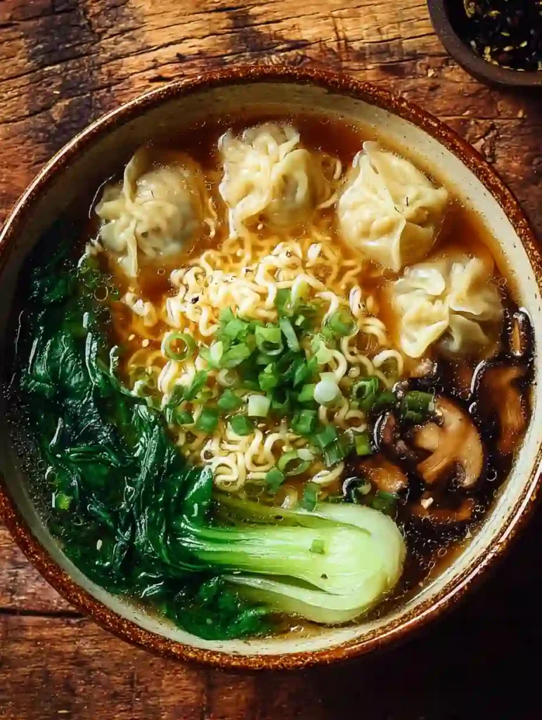 Wonton Noodle Soup with Mushrooms