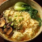 Wonton Noodle Soup with Mushrooms