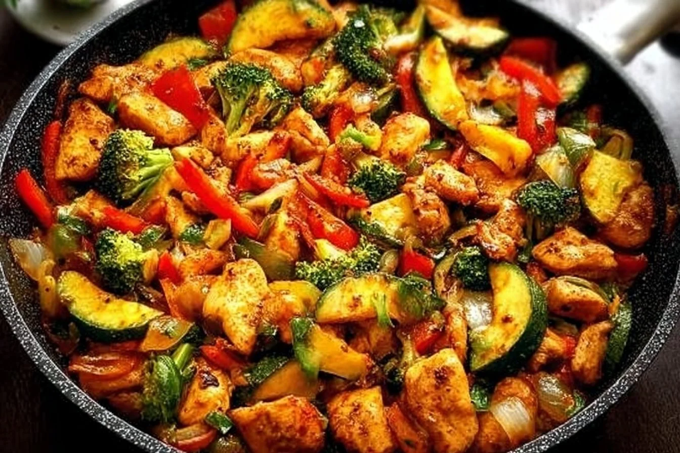 Easy Chicken and Vegetables Skillet Recipe Combines Garlicky Chicken Breast and a Rainbow of Vegetables